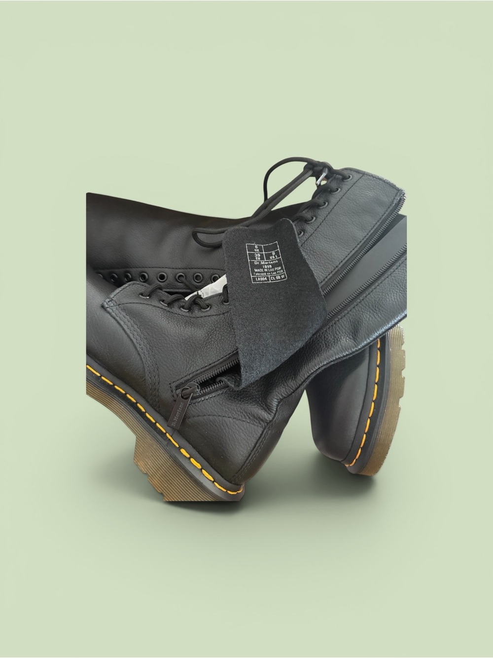 Dr. Martens Black Leather Lace-Up Combat Boots - Picture 3 of 8